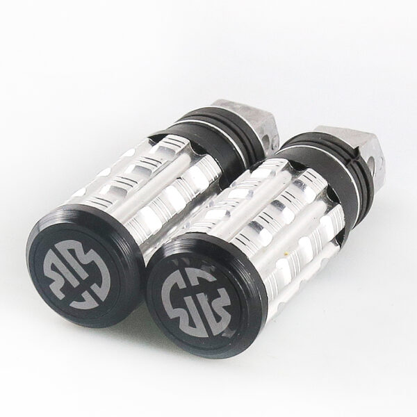 HAISSKY Rear Foot Pegs Black & Silver | Posapiés Traseros Negro y Plateado - Image 2