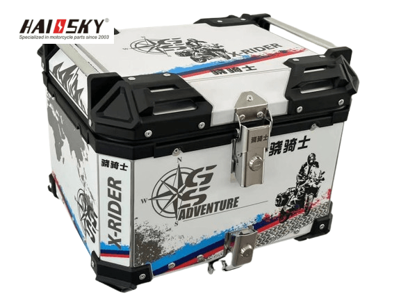 HAISSKY White Graffiti Motorcycle Top Case | Caja Trasera Blanca con Graffiti para Moto - Image 2