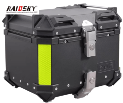 HAISSKY Black Motorcycle Top Case – Secure & Spacious-Baúl Trasero para Moto en Color Negro – Gran Capacidad de Almacenamiento